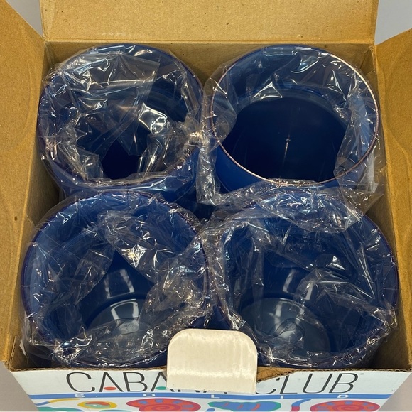 VINTAGE 90s CABANA CLUB Set of‎ 4 Insulated Blue Plastic Tumblers NIB - Picture 6 of 8